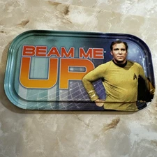 Star Trek Mini Tin Sign "Beam Me Up." Captain James T. Kirk Magnet On Back