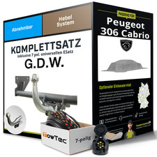Anhängerkupplung abnehmbar für PEUGEOT 306 Cabrio +E-Satz Kit (AHK+ES)