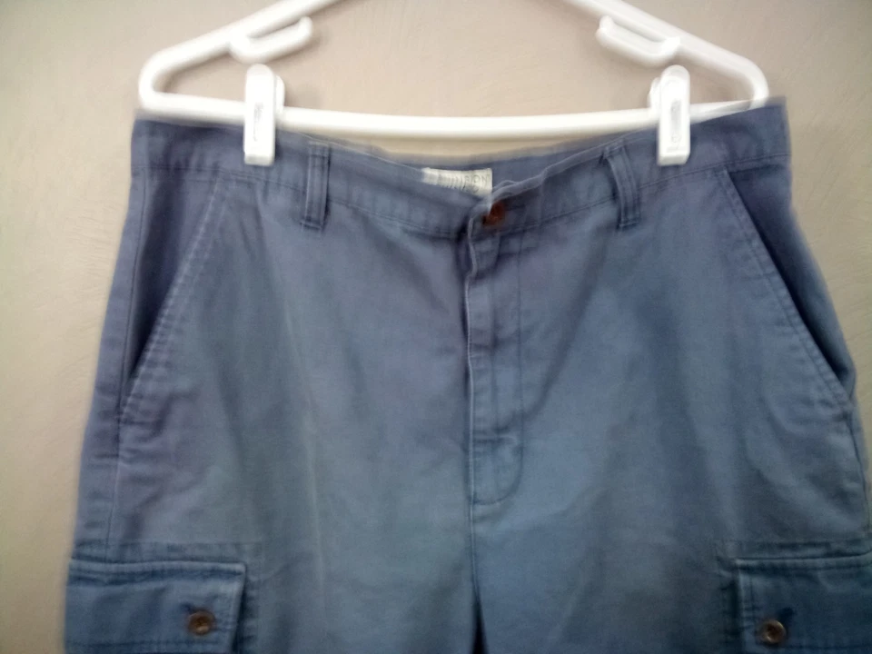 Pantalones Cortos Carga Covington De Colección Para Hombre 36 100% Algodón 6 Bolsillos Metal Cremallera Azul Foto 2 de 4