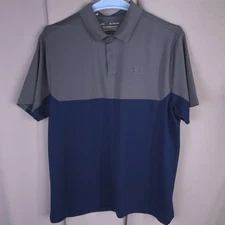 Under Armour Polo Shirt Mens Blue Gray HeatGear Performance Golf Keep Cool NEW