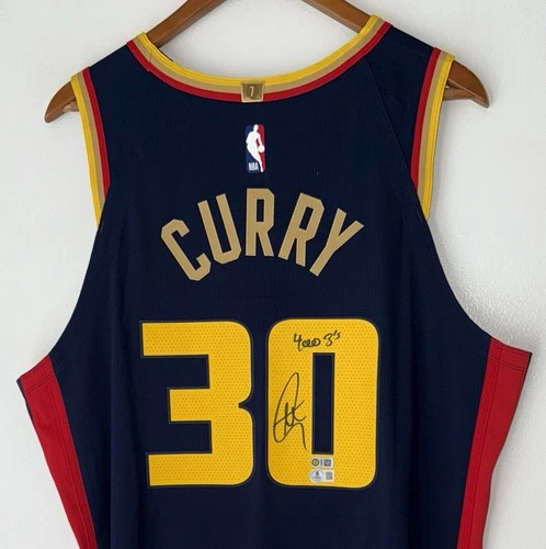 Stephen Curry "4000 3’s" Signed Warriors Nike ADV NBA Authentic Jersey USASM BAS