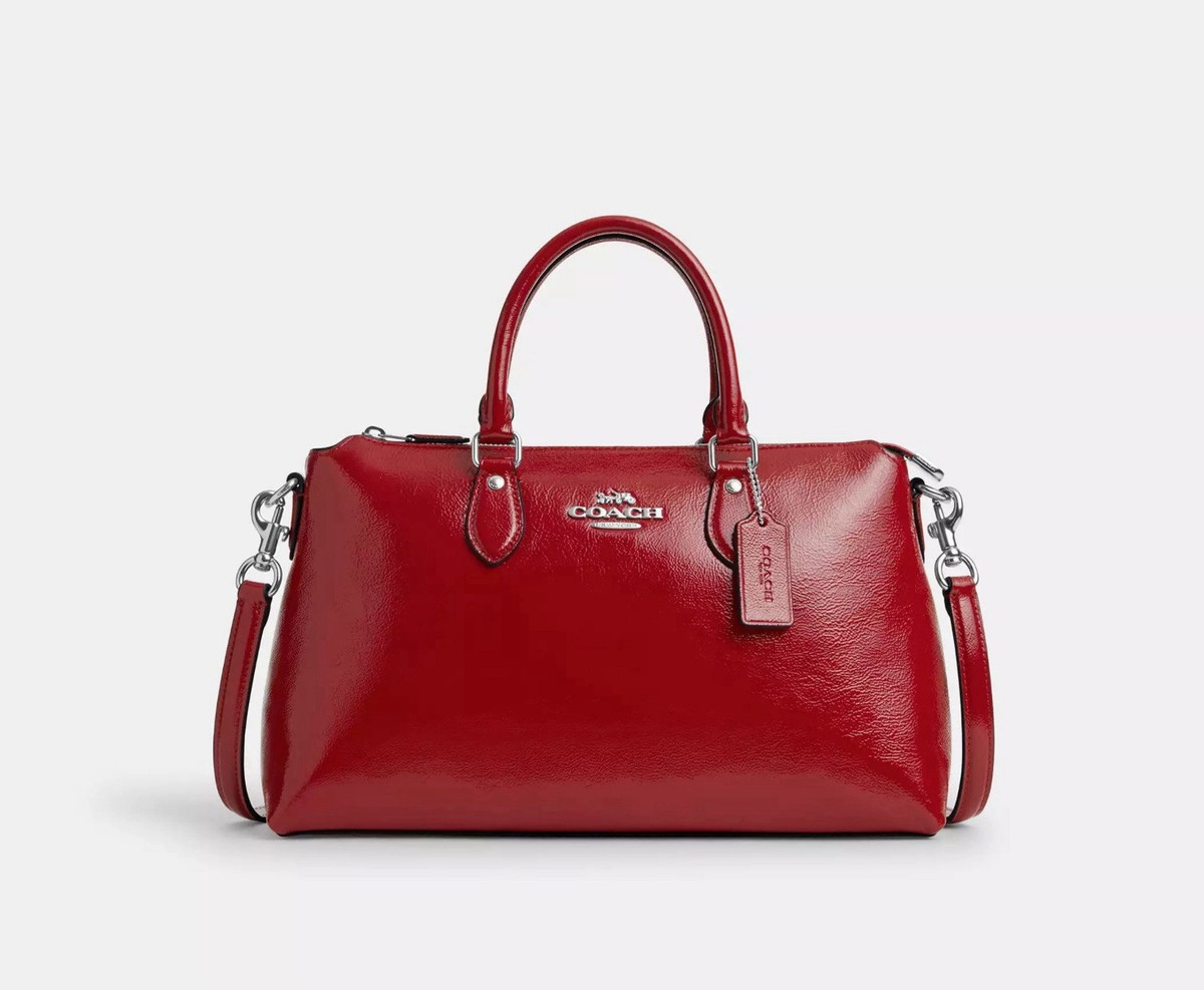 ☂️🍄Coach Georgia☄️MEDIUM☄️Satchel Bag Silver/Red CV942 NWT