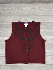 VTG Pendleton Embroidered Wool Blend Sweater Vest WMN s S Burgundy Careercore