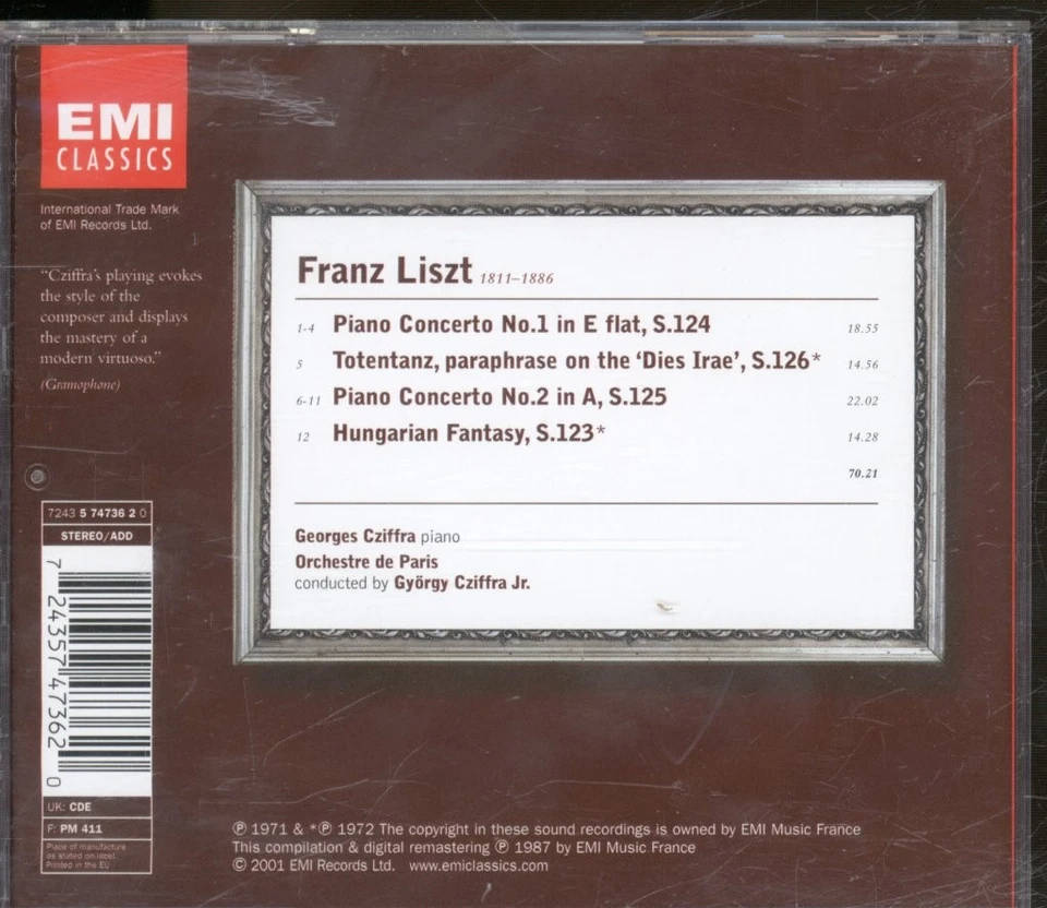 724357473620 George Cziffra, Orchestre de Paris Franz Liszt - Klavierkonzerte - Bild 2 von 3