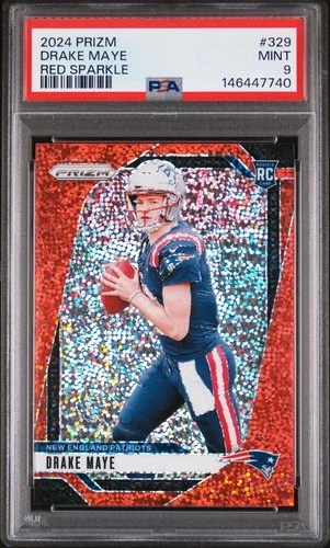 2024 PANINI PRIZM RED SPARKLE #329 DRAKE MAYE ROOKIE RC PSA 9