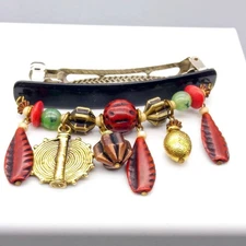 Retro Tribal Dangles Hair Clip, Vintage Plastic Barrette