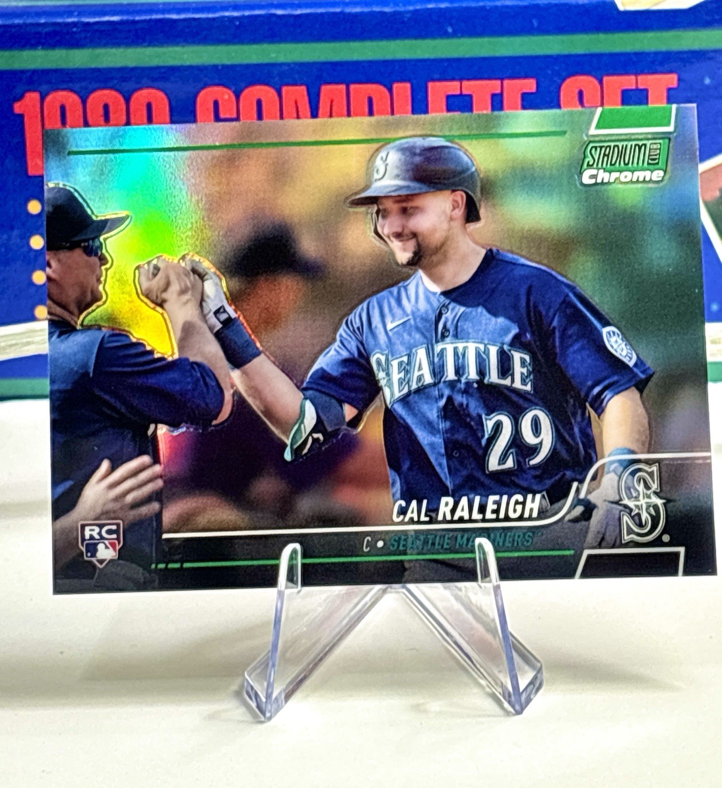 2022 Topps Stadium Club Chrome - Cal Raleigh #255 Green Refractor /99 (RC)