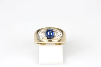 Ring 14 Karat Gold Saphir 2 Brillanten Schmuck Damen Geschenk - Bild 1 von 4