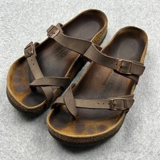 Birkenstock Mayari Womens 38 7.5 Brown Mocha Leather Comfort Thong Sandal Shoes
