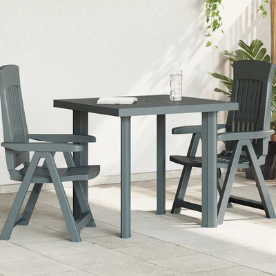 Gartentisch grünlich 80x75x72 cm Kunststoff wetterfest Terrasse mit Schirmloch