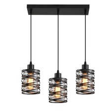 3 Light Pendant Lights Kitchen Island Black Pendant Light Fixtures Spiral Iro...