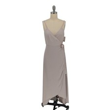 01481 Show Me Your MUMU Satin Wrap Midi Dress Gray size XS bridesmaids wedding