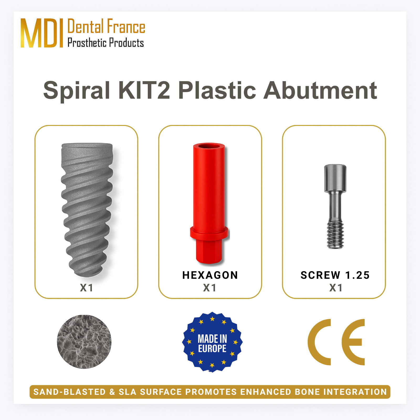 Spiral fixture lab 2.42 anti rotation pour éliminer le jeu mécanique des modèles dentaires