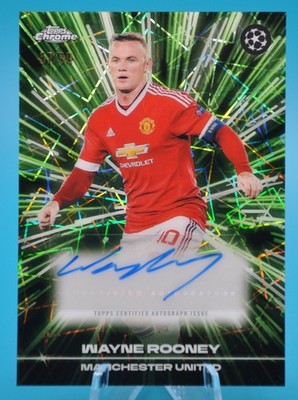 2025-26 Topps Chrome UCC Wayne Rooney Black Lazer Refractor Green Auto /99 Man U