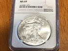 2018 American Silver Eagle S$1 Coin MS 69 NGC. Slab has scratches.
