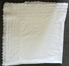 Sarah Louise Christening Cream Baby Blanket Shawl Pointelle Ribbon VGC