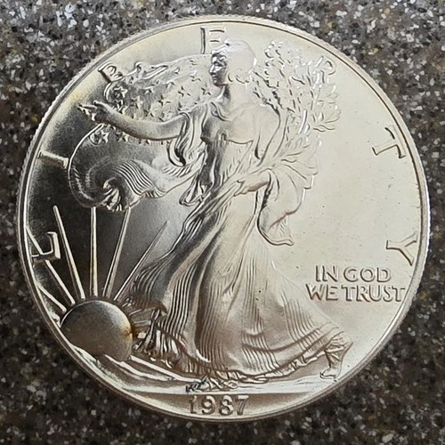 BU 1987 Silver Eagle Dollar, Toned MS Business Strike - 25C COMBINE SHIP