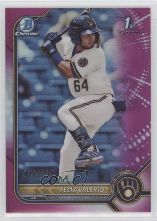 2022 Bowman Chrome Prospects Fuchsia Refractor /199 Felix Valerio #BCP-128 5x8