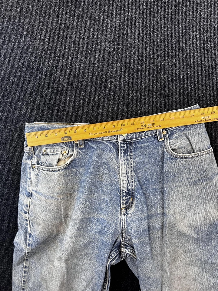 Pantalones de mezclilla Field Gear para hombre 38x32 azul calce relajado pierna recta ropa de trabajo desgastada Foto 4 de 4