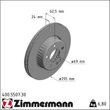 2x Zimmermann 400.5507.30 Bremsscheibe für MERCEDES BENZ C KLASSE W205 A205