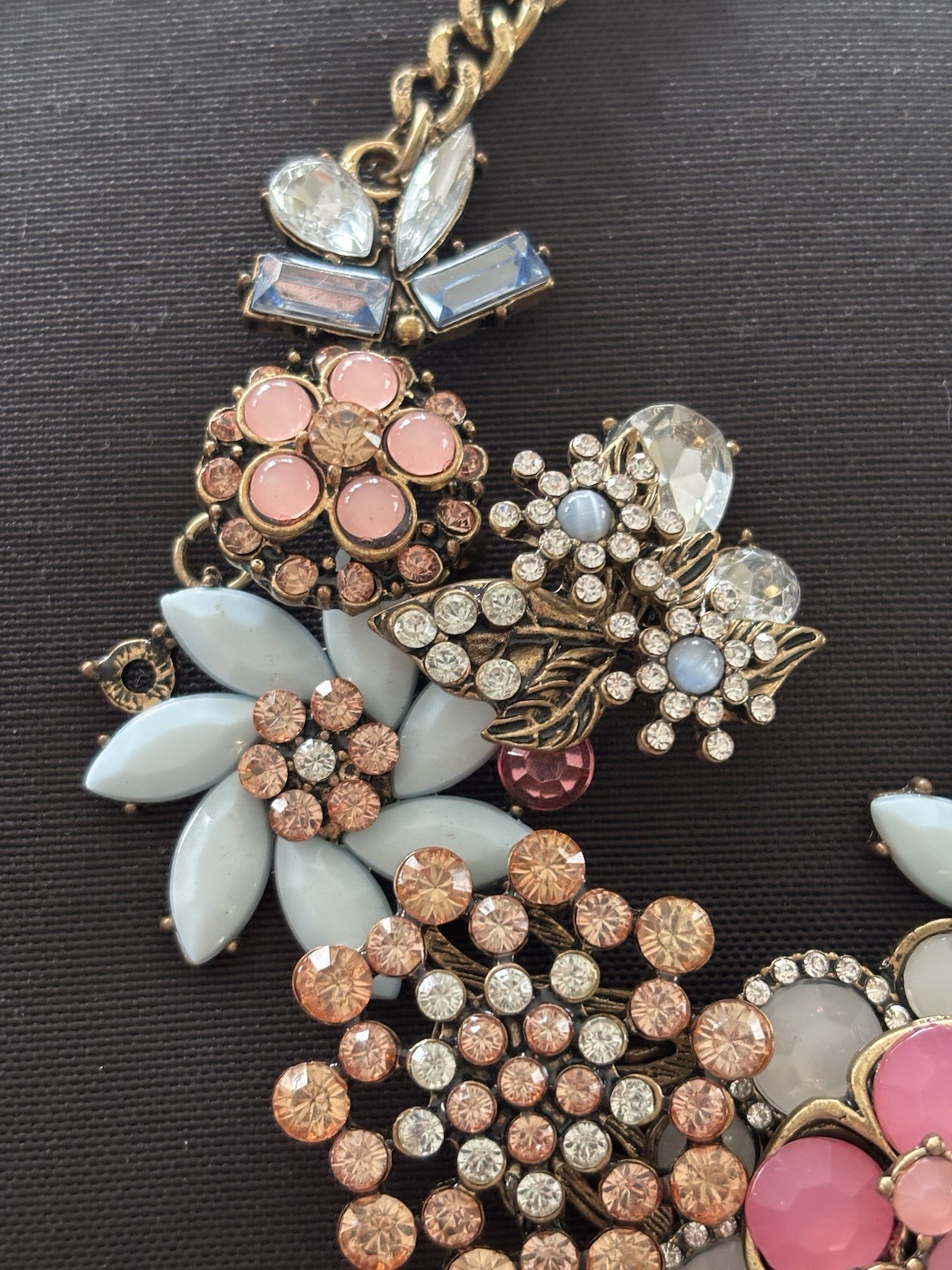 Pinks Blues Multi Stone  Flower Statement Necklac… - image 4