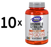 10 X NOW Foods Arginine & Citrulline, 500/250 - 120 Vcaps (141,66 Eur/Kg)