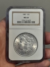 1887- P Morgan Dollar NGC MS64
