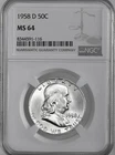 1958-D  50C  FRANKLIN SILVER HALF DOLLAR "DENVER"  NGC MS64 #8344591-116