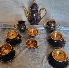 Mokkaservice - Echt Kobalt, Gold Dekor 7 Teilig Espresso Rar