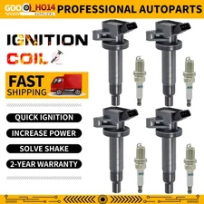 4pcs Ignition Coils + 4pcs Spark Plugs Kit For 2000-08 Toyota Corolla 1.8L UF247