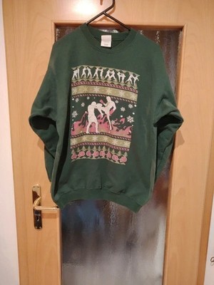 Port & Company Herren Pullover Sweater in Grün mit Kickbox Print Gr. L Vintage