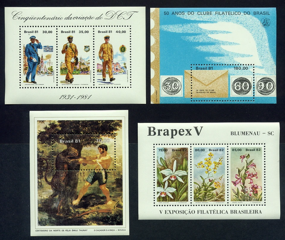 Colección Brasil 1981-1984 de 8 hojas de recuerdo SS MNH - arte, filatelia Foto 2 de 3