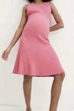 Hatch Maternity The Alexis Ribbed Knit Dress Pink Stretch Womens Size 2 NEW