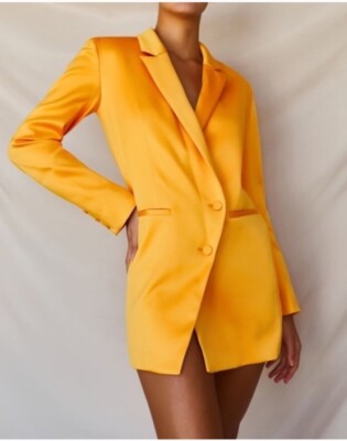 open lace back dress Keep One Up Orange Crepe Tuxedo Blazer Dress (Archive Sale)