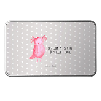 Metalldose rechteckig Axolotl glücklich - Geschenk Schwanzlurch Vorratsbox Lurch