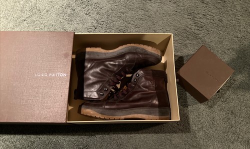 VINTAGE LOUIS VUITTON LV BROWN LEATHER SZ US 11 UK 10.5 RARE HTF WRN TWICE BOX - 第 1/12 張圖片