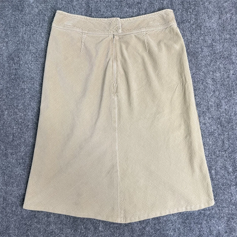 Falda de pana vintage Jill para mujer talla 4 caqui beige cremallera lápiz trasero Foto 2 de 4