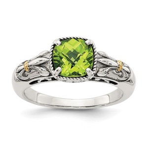 Shey Couture Sterling Silver with 14k Diamond and Green Quartz Ring Size 6 Shey Couture Sterling Silver with 14k Diamond and Green Quartz Ring Size 6