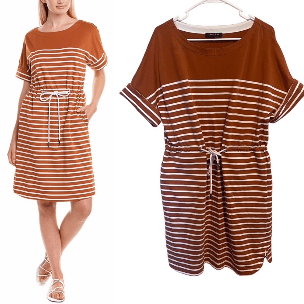 burnt orange t shirt dress 70's Retro Groovy, Disco Party, Mid Mod,Circle, Atomic Starburst Women's Shirt Mini Dress Lafayette 148- Womens Brandon T-Shirt