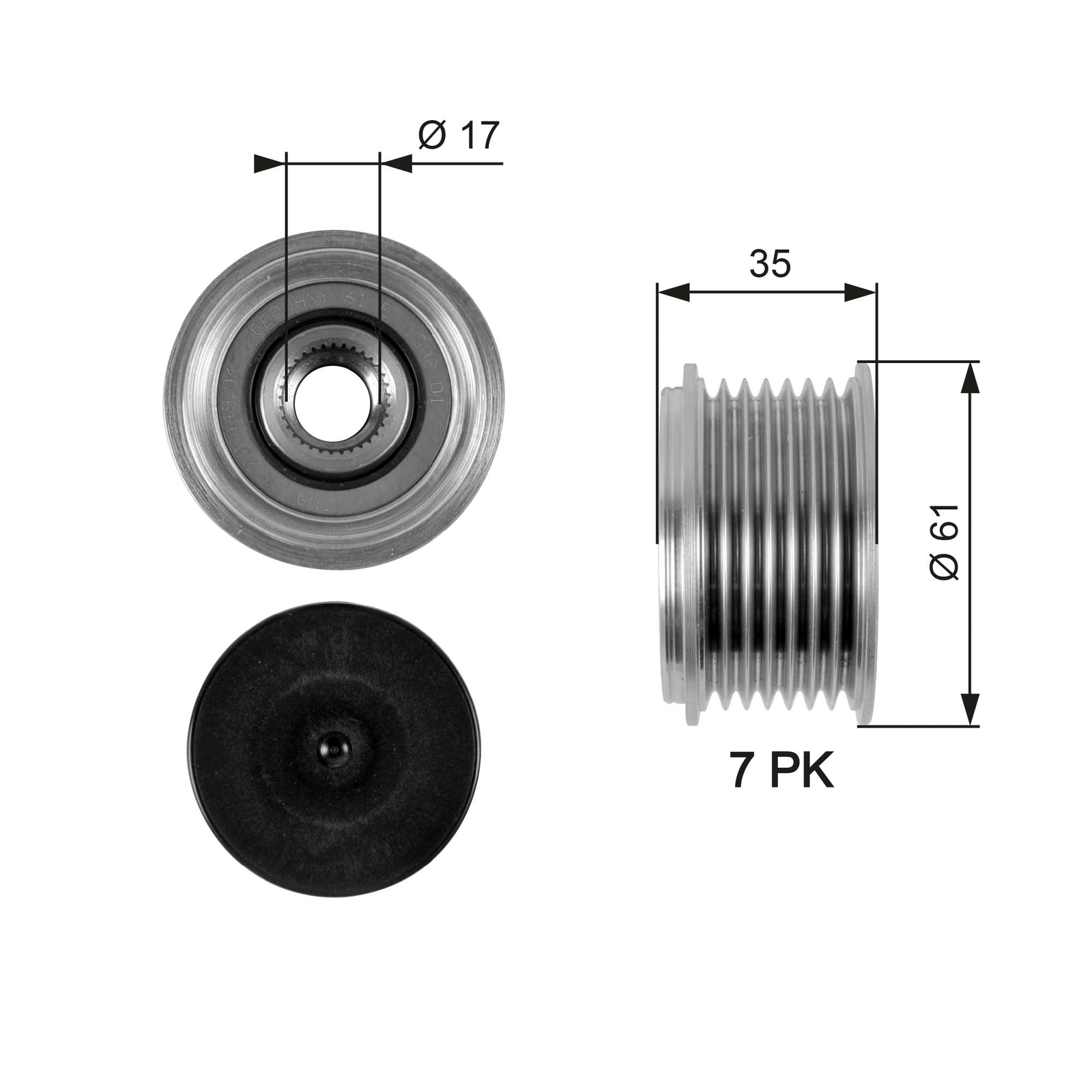 GATES OAP7095 Alternator Freewheel Clutch for AUDI,PORSCHE,VW - Image 3