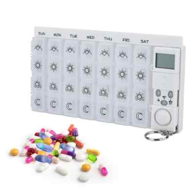 28 Grids Portable Pill Box Weekly Plastic Smart Alarms Medicine Pill Case Box