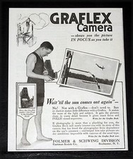 1916 OLD MAGAZINE PRINT AD, GRAFLEX CAMERAS, SHOWS YOU THE PICTURE IN FOCUS 