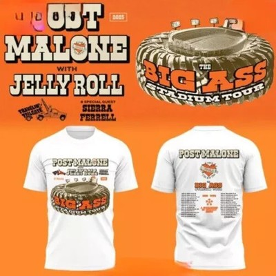 Post Malone Jelly Roll Big Ass Stadium Tour White T-Shirt