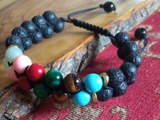 Bracciale incontro selvaggio in pietra lavica mix perline turchese gioielli uomo