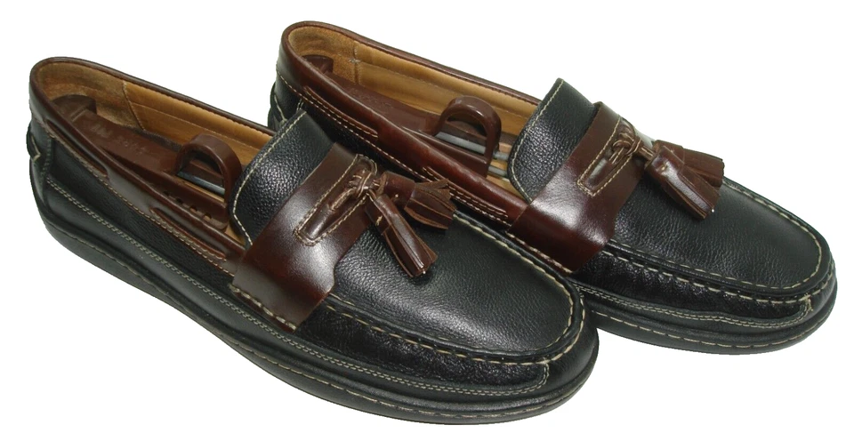Zapatos Mocasín Borla Cuero Negro y Marrón Talla 8.5 JOHNSTON & MURPHY ¡BONITOS! Foto 4 de 4