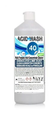 GRIME-X ACID WASH 40 Acidic Cleaner Concentrate Toilet Sink Shower Bath Strong No Fumes