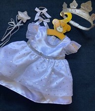 BUILD A BEAR Princess Wedding Dress Outfit Wand Crown Tiara Bows White Silver