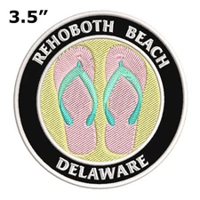 Rehoboth Beach Delaware Flip Flops Patch Embroidered Iron-On/Sew-on Applique