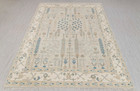 Grey Ivory Garden Pine Tree Of life Rug Hand knotted Soft Wool Modern Oushak Rug