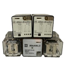 Lot of 5 Relays Allen Bradley, Square D & Tyco Electronics/Potter & Brumfield
